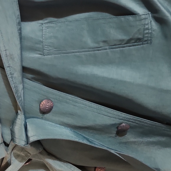 Vintage D'ALLAIRD'S teal full length trench coat. Size 12 - Picture 7 of 11